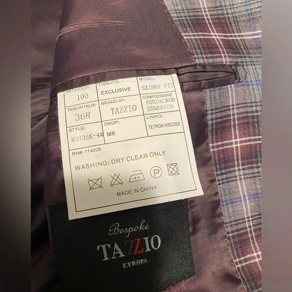 Men’s Bespoke Tazzio Skinny Fit Plaid Two Piece Suit - Picture 10 of 16